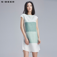 sdeer圣迪奥女装清冷色几何深浅印花连衣裙