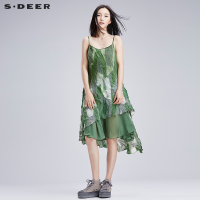 sdeer圣迪奥雪纺夏打底生命绿朦胧带长裙