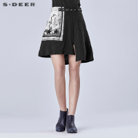 sdeer圣迪奥女装夏装酷感印花铆钉半身裙