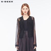 sdeer圣迪奥女装灵动纱网坎肩短款外套