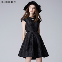 sdeer圣迪奥2018夏装立体刻画俏皮高腰阔摆公主连衣裙女