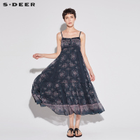 sdeer圣迪奥女装民族年代感印花带裙
