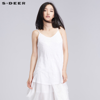 sdeer圣迪奥女夏柔美愫白串珠绣花带