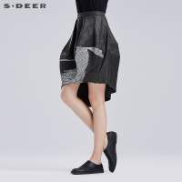 sdeer圣迪奥女装 肌理折痕挺括印花长裙