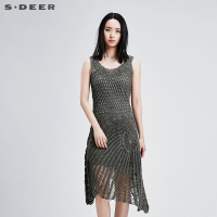 sdeer 圣迪奥女装简约纯色针织连衣裙