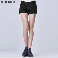 sdeer圣迪奥女夏装自然卷边休闲牛仔短裤