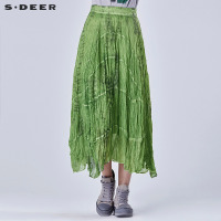 sdeer圣迪奥女装生命绿朦胧美感半身长裙