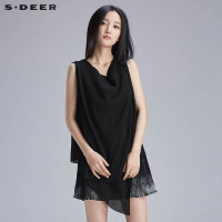 sdeer圣迪奥女设计感清透肌理无袖上衣