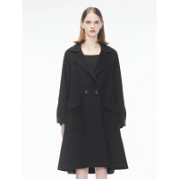 sdeer圣迪奥2018秋装新款简约双面尼斗篷中长款毛呢外套