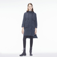 sdeer圣迪奥2018秋装新款连帽九分袖宽松中长款派克风衣