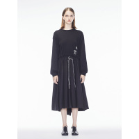 sdeer圣迪奥2018秋装新款撞色绣花长袖连衣裙