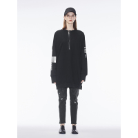 sdeer圣迪奥新潮撞色字母装饰侧边开衩金属拉链开合上衣S18381211