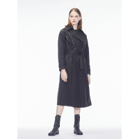 sdeer圣迪奥2019春装新款贴布双排扣系带长款风衣外套