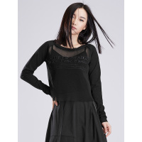 sdeer圣迪奥女装秋装个性酷帅街头字母个性网眼上衣T恤