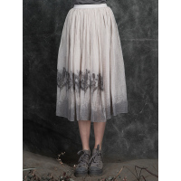 sdeer圣迪奥女装清逸写意水墨印花半身长裙