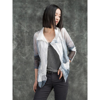 sdeer圣迪奥女装秋装轻盈镂空水墨晕染渐变上衣拉链外套