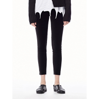 sdeer圣迪奥2018秋装简约酷黑松紧腰修身打底小脚裤子