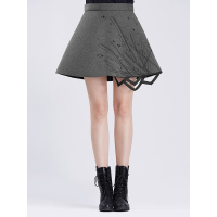 sdeer圣迪奥女装秋装趣味线条绣花A廓太空棉挺阔半身裙