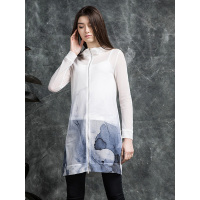 sdeer圣迪奥女装秋装轻盈镂空晕染连帽风衣S16181782