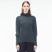 sdeer圣迪奥2019春冬简约纯色灯笼袖高领打底毛衣女