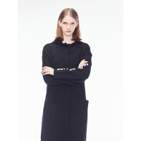 sdeer圣迪奥2018秋装新款人物字母贴布连帽长款针织外套