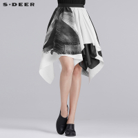 sdeer圣迪奥女装线条感印花半身裙