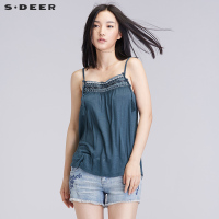 sdeer圣迪奥夏装民族手工绣花串珠装饰绳结流苏性感吊带