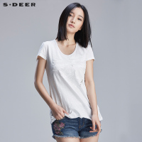 sdeer 圣迪奥素雅精致贴片手工美感T恤