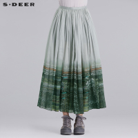 sdeer圣迪奥女装夏装民族风情印花刺绣串珠亮片半身长裙