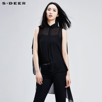 sdeer圣迪奥女装清透飘逸搭片无袖纯色上衣