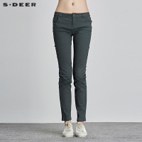 sdeer圣迪奥女装深灰色水洗休闲长裤
