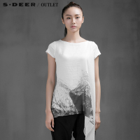 sdeer圣迪奥抽象水墨水印渐变雪纺T恤