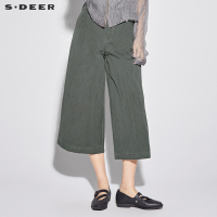 sdeer 圣迪奥女雾感灰休闲口袋阔腿长裤