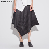 sdeer圣迪奥肌理折痕挺括压褶长裙