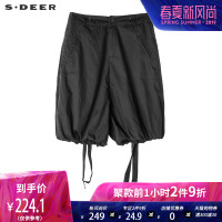 sdeer圣迪奥2018新款女装夏装简约休闲灯笼背带短裤