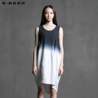 sdeer圣迪奥印象棉麻艺文渐变连衣裙
