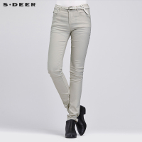 sdeer圣迪奥2018夏装女装多口袋修身休闲牛仔长裤