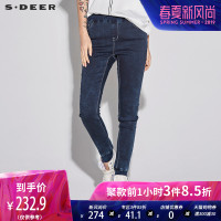 sdeer 圣迪奥女装休闲松紧抽绳系腰运动牛仔裤
