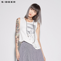 sdeer圣迪奥女装个性印花套头圆领无袖背心