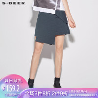 sdeer圣迪奥2019女装装甜美条纹背带不规则摆A版短裙