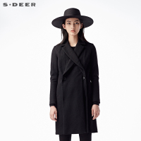 sdeer圣迪奥秋装女装商务中长款修身简约显瘦毛呢大衣S16381846