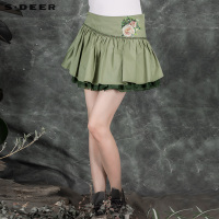 sdeer圣迪奥2017秋装唯美印花蕾丝拼接蓬松短裙半身裙