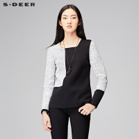 sdeer圣迪奥女装2018秋装新款皲裂纹理挺括感上衣S15482250