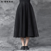 sdeer圣迪奥2018女装后现代网格纯色长裙