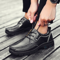 邦楚仕冬季黑色皮鞋男士真皮系带青年商务牛皮厚底增高户外休闲鞋