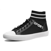 春秋潮鞋男士袜子鞋新款韩版板鞋年轻人休闲高帮潮流帆布鞋