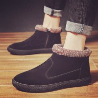 冬季雪地靴保暖拉链棉鞋加厚男保暖加棉加绒棉靴男士皮毛一体东北