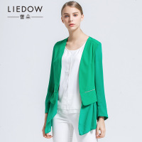 LIEDOW/蕾朵春装新款女装 修身百搭中长款长袖雪纺衫开衫外套女