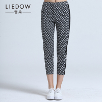 LIEDOW/蕾朵时尚春装新款女经典百搭复古圆点修身小脚裤休闲裤
