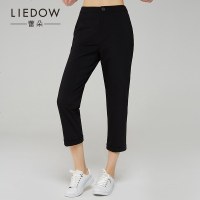 LIEDOW/蕾朵2019春季新款七分裤女休闲百搭修身显瘦纯色直筒裤子